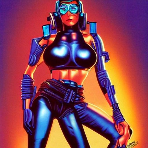 Cyberpunk Pin-Up in Classic Style