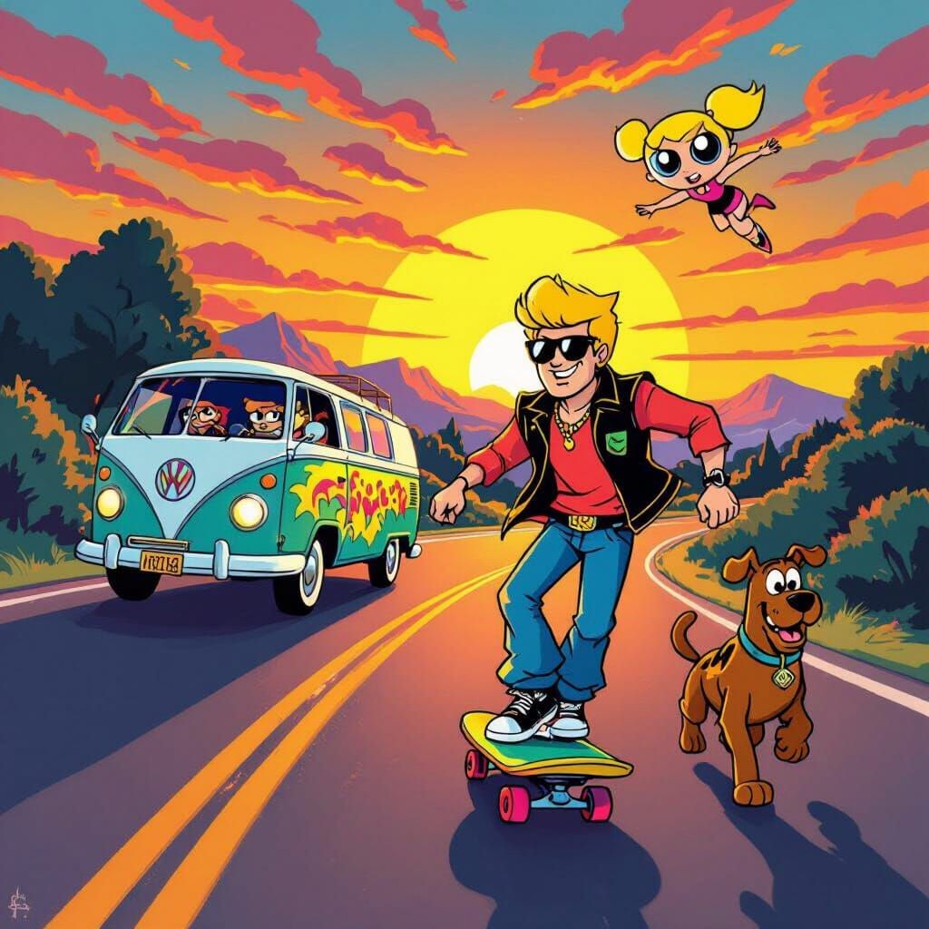 Johnny Bravo and Scooby Doo Sunset Skate