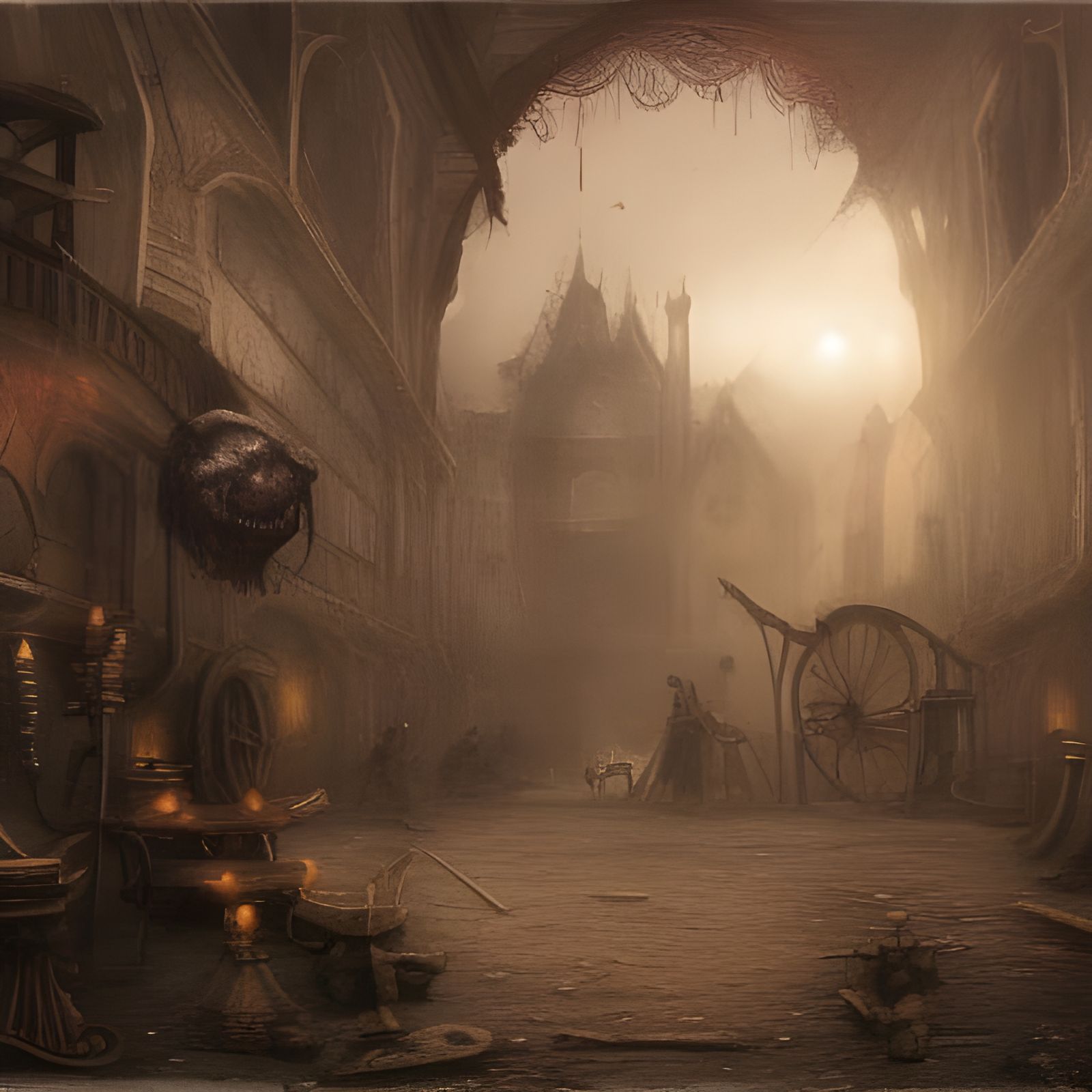 Macabre Circus Death in Detailed Matte Painting