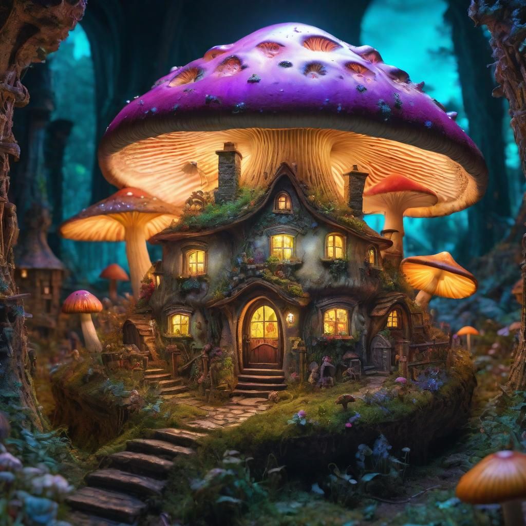 Glowing Mushroom Village: A Fantasycore Masterpiece