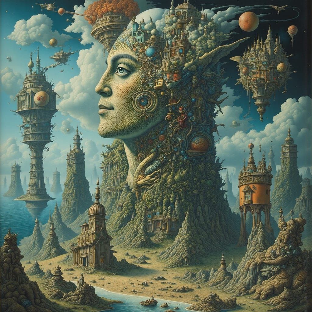 Surreal Futuristic World in a Post-Apocalyptic Landscape