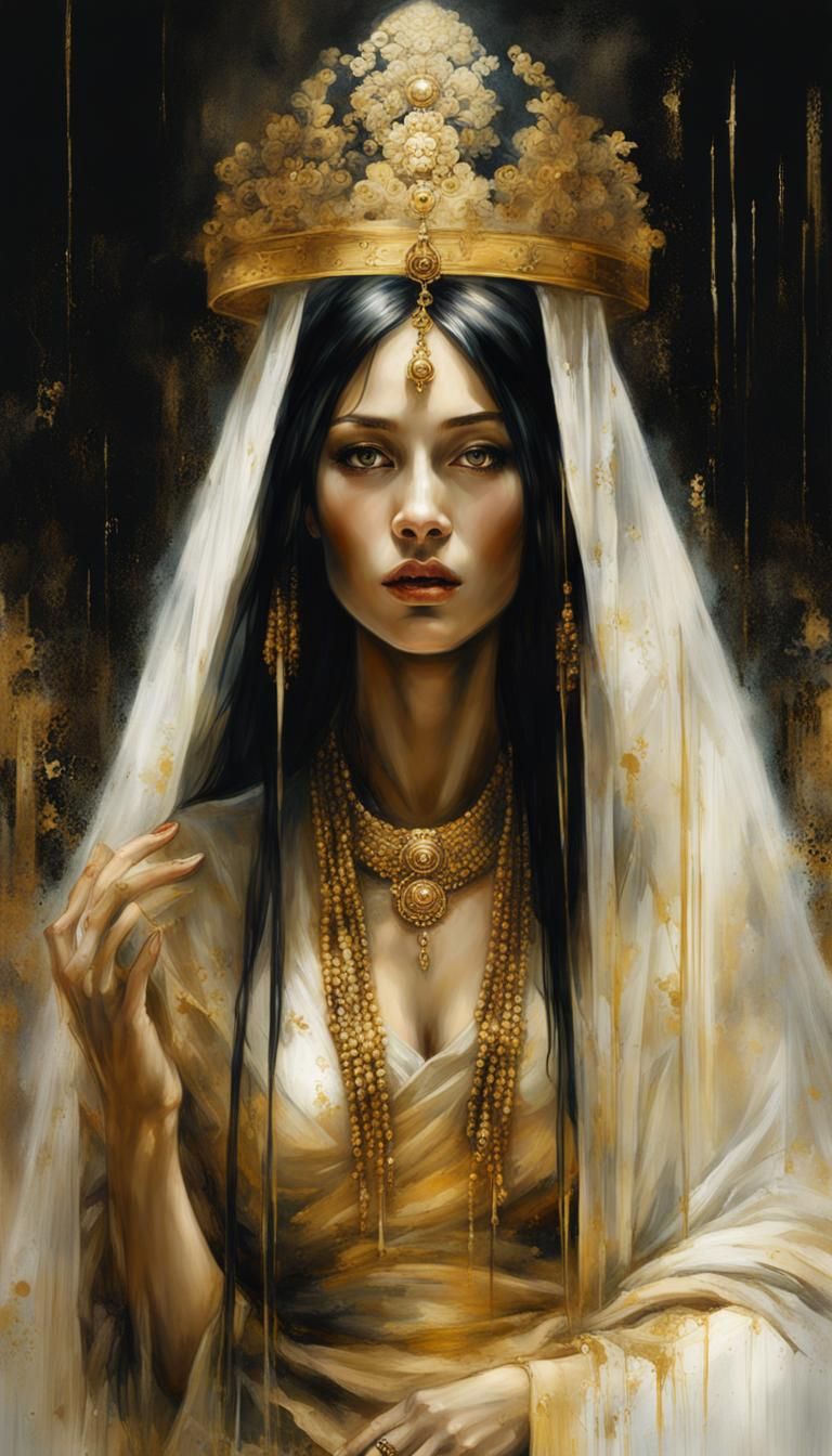 Divine Priestess with Scroll in Hyperrealistic Style