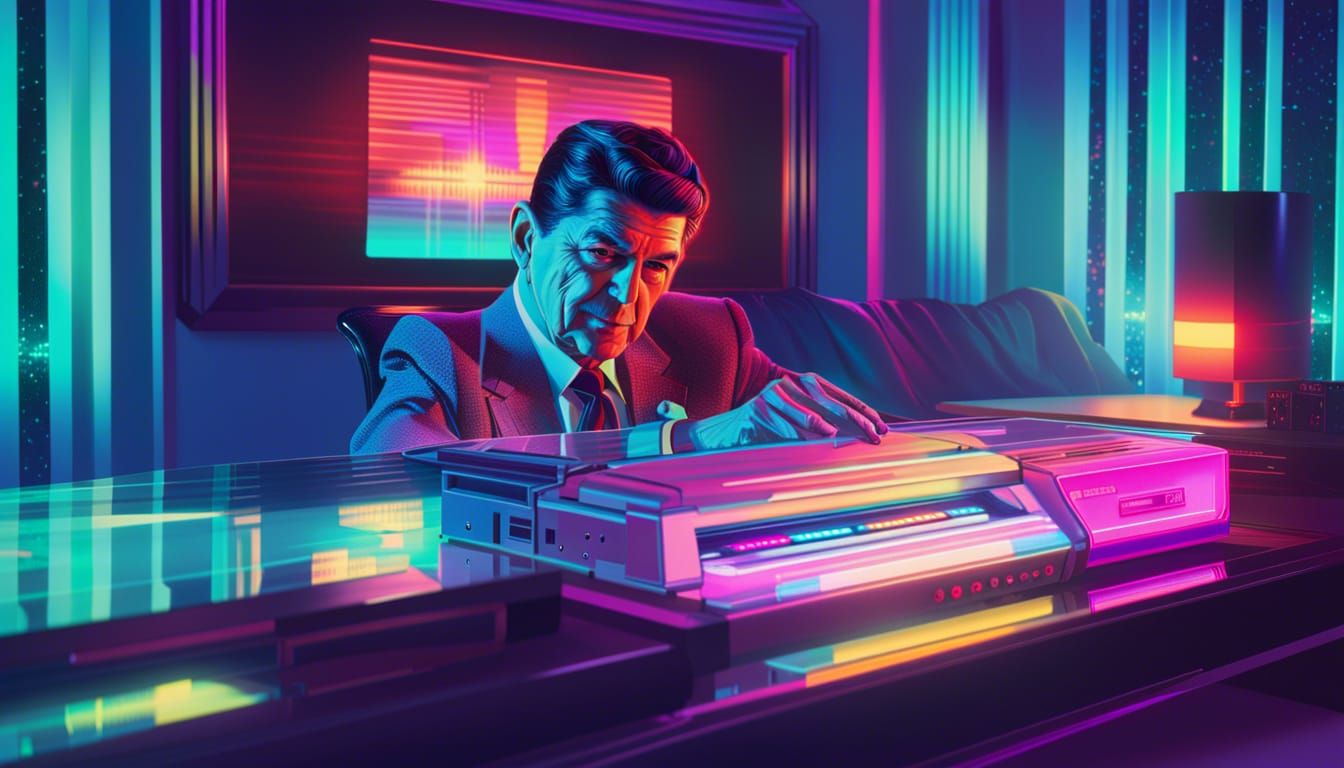 Ronald Reagan dreaming with a console