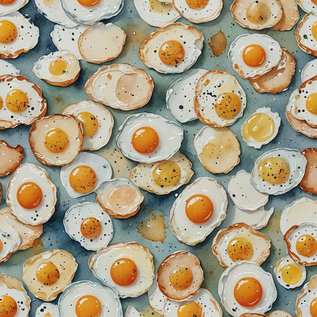 Watercolor Painting of a Fried Egg
