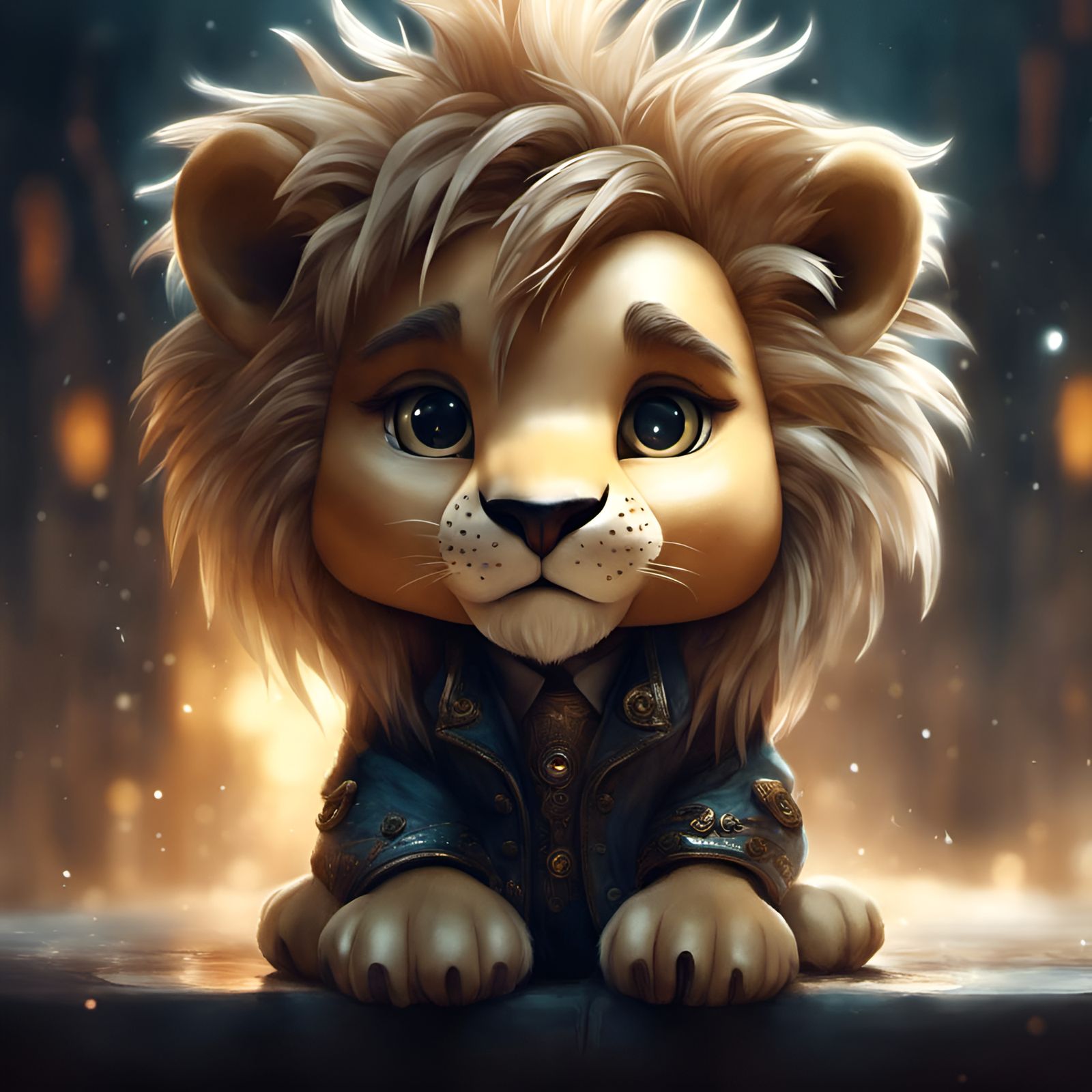 Chibi Lion as Leonardo DiCaprio, 3D Render