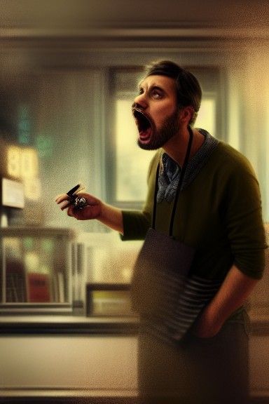 Frustrated Man Yelling: 1900s Style Photograph