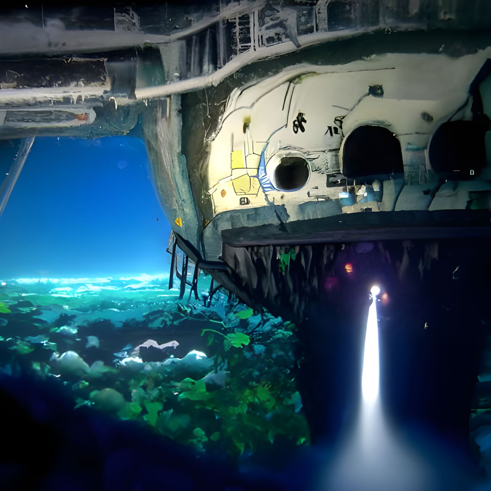 Underwater Shuttle in Mariana Trench: Studio Ghibli Style