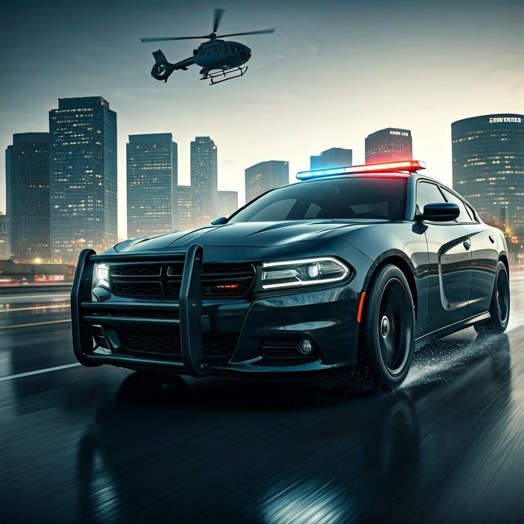 Anime Style Dodge Charger Pursuit Speeds Through Los Angeles