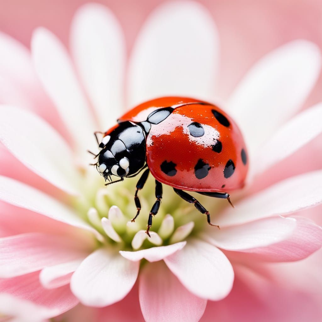 Ladybug on Flower in Kinkade Style