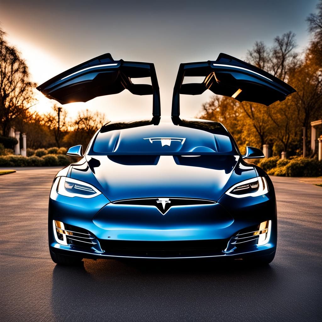 Hyperrealistic Tesla Car in Cinematic Composition