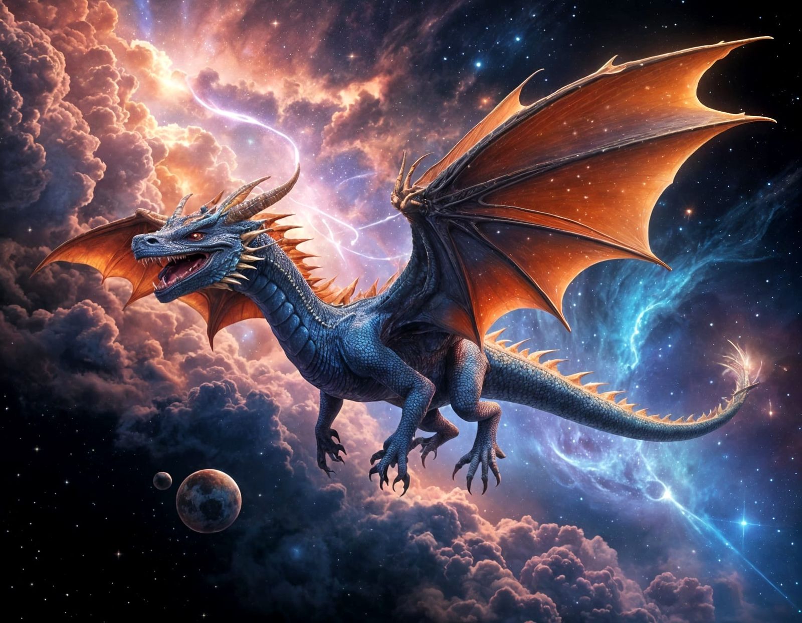 Cosmic Dragon soars through Vibrant Nebula