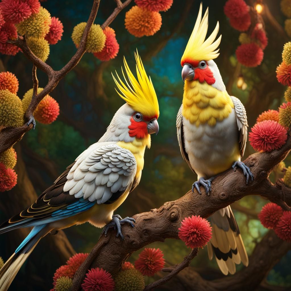 A beautiful pair of cockatiels in Australia