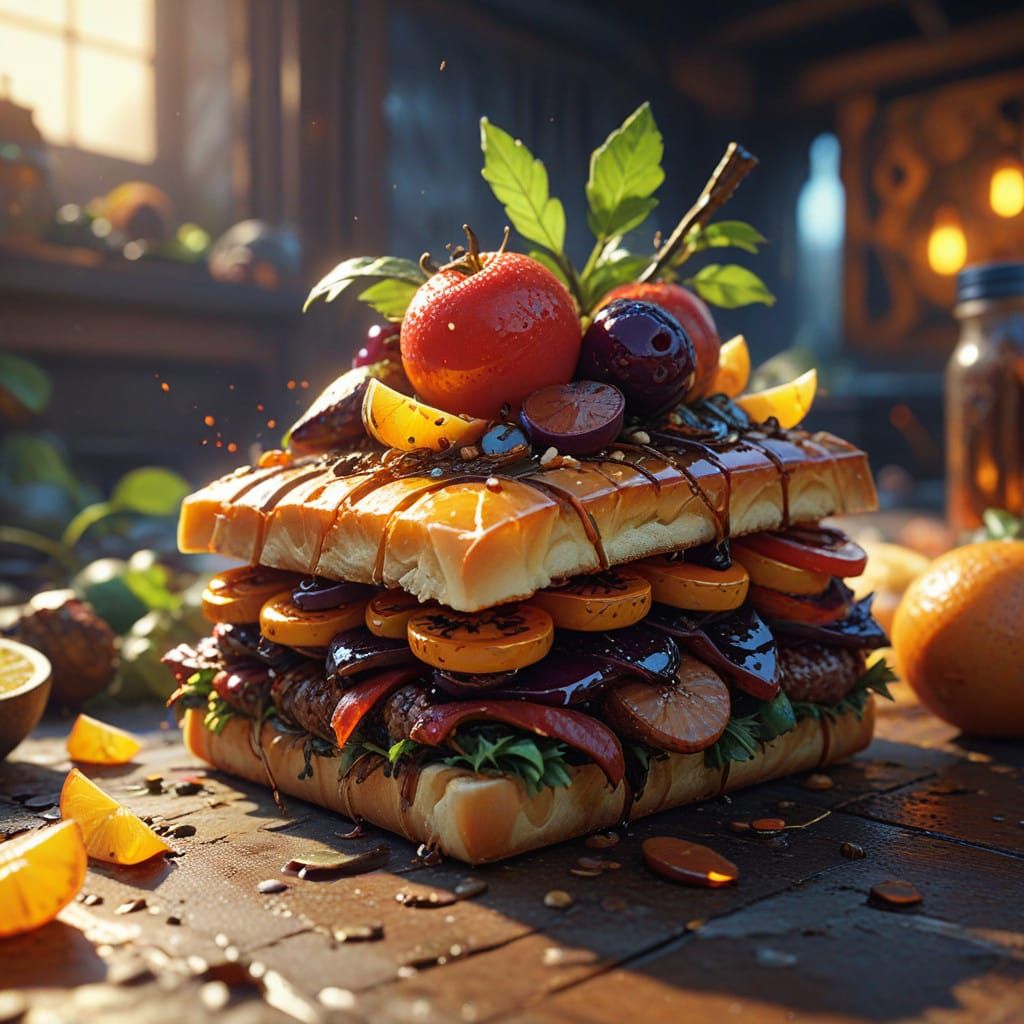 Surreal Fantasy Cuisine in Warm Golden Light