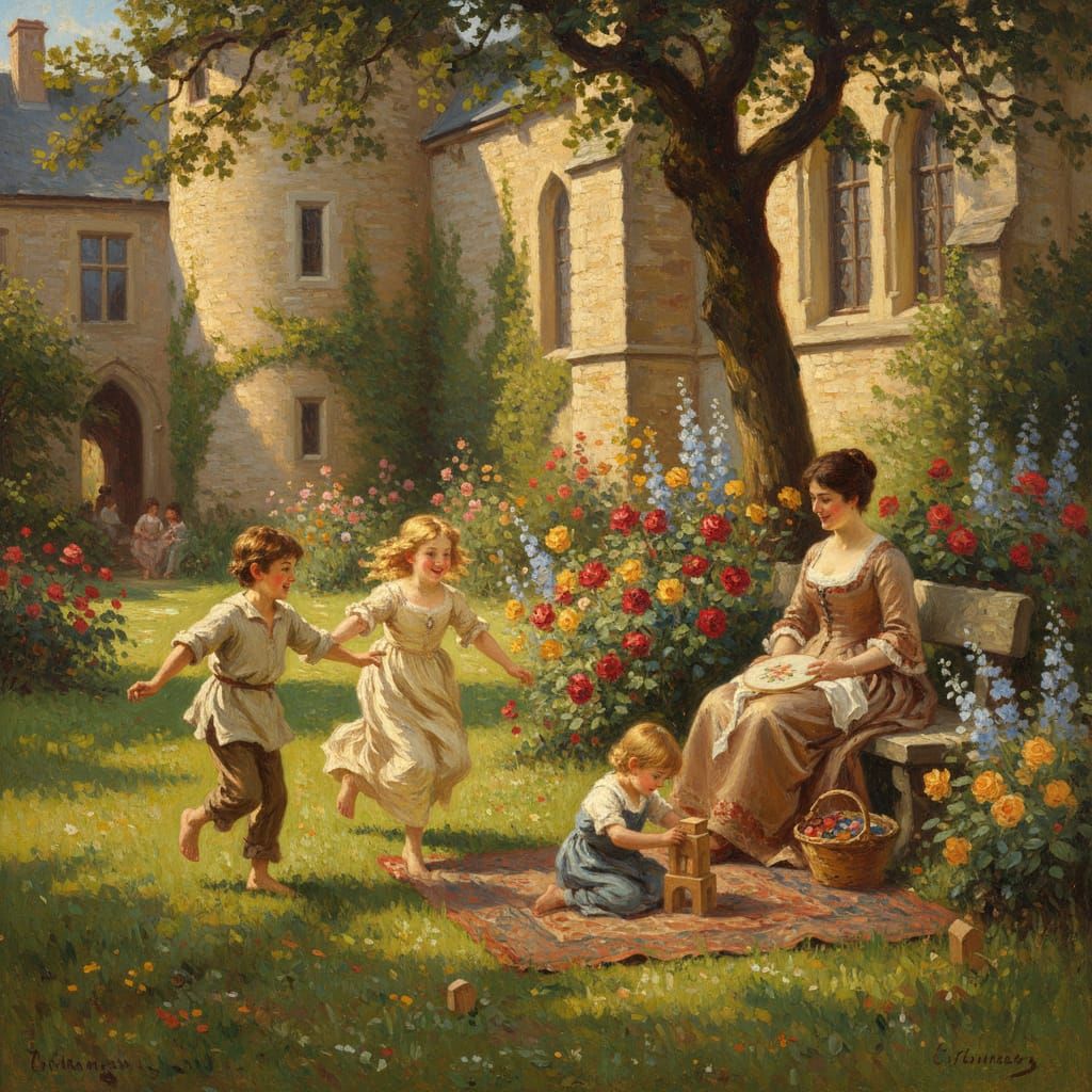 Romantic Realism Castle Life in Golden Hour