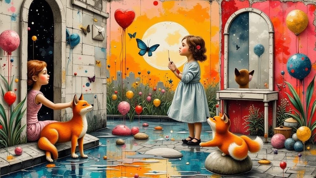 Playful Curiosity: A Dreamlike 3D Collage