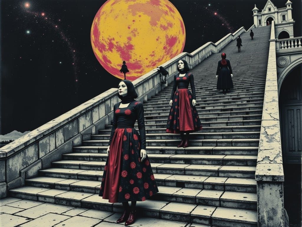 Queen of Hearts in Escher-Klimt Pop Art Style