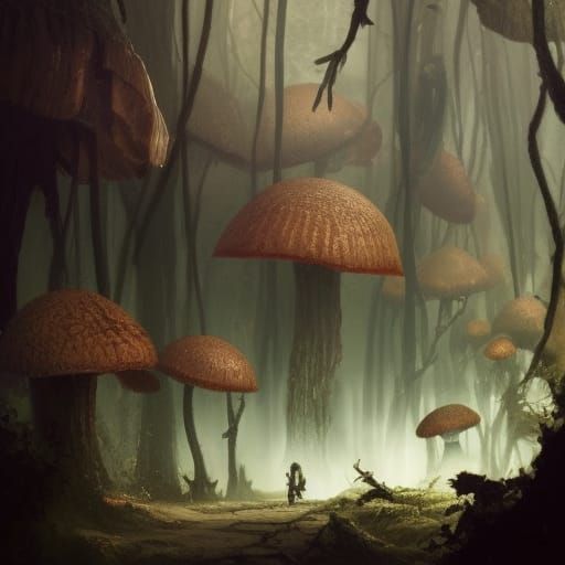 Goblincore Mushrooms in Dark Fantasy Style