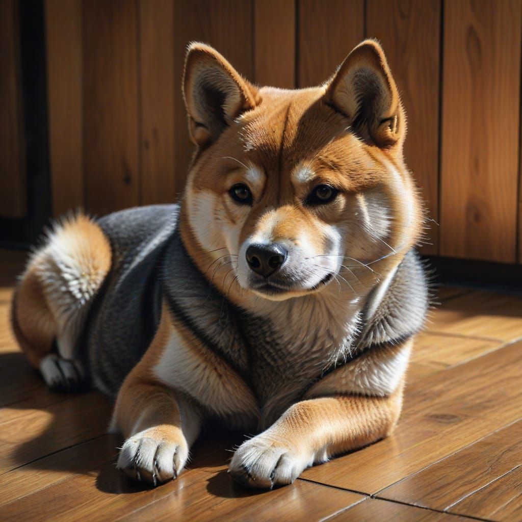 Detailed Charcoal Drawing of a Shiba Inu