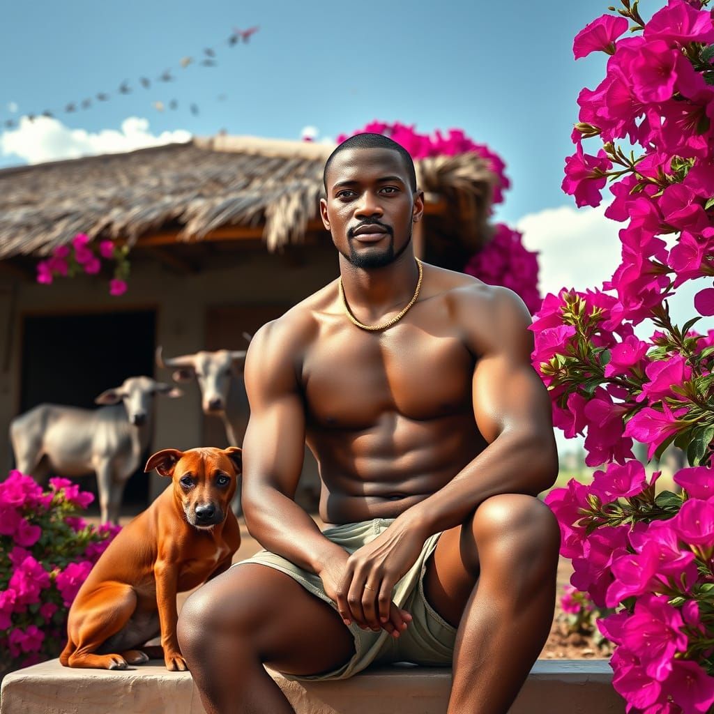 AN AFRICAN MAN AND IS DOG ①