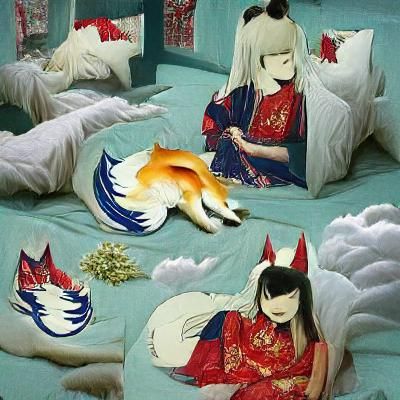 Ethereal Kitsune: A Digital Art Fox Spirit