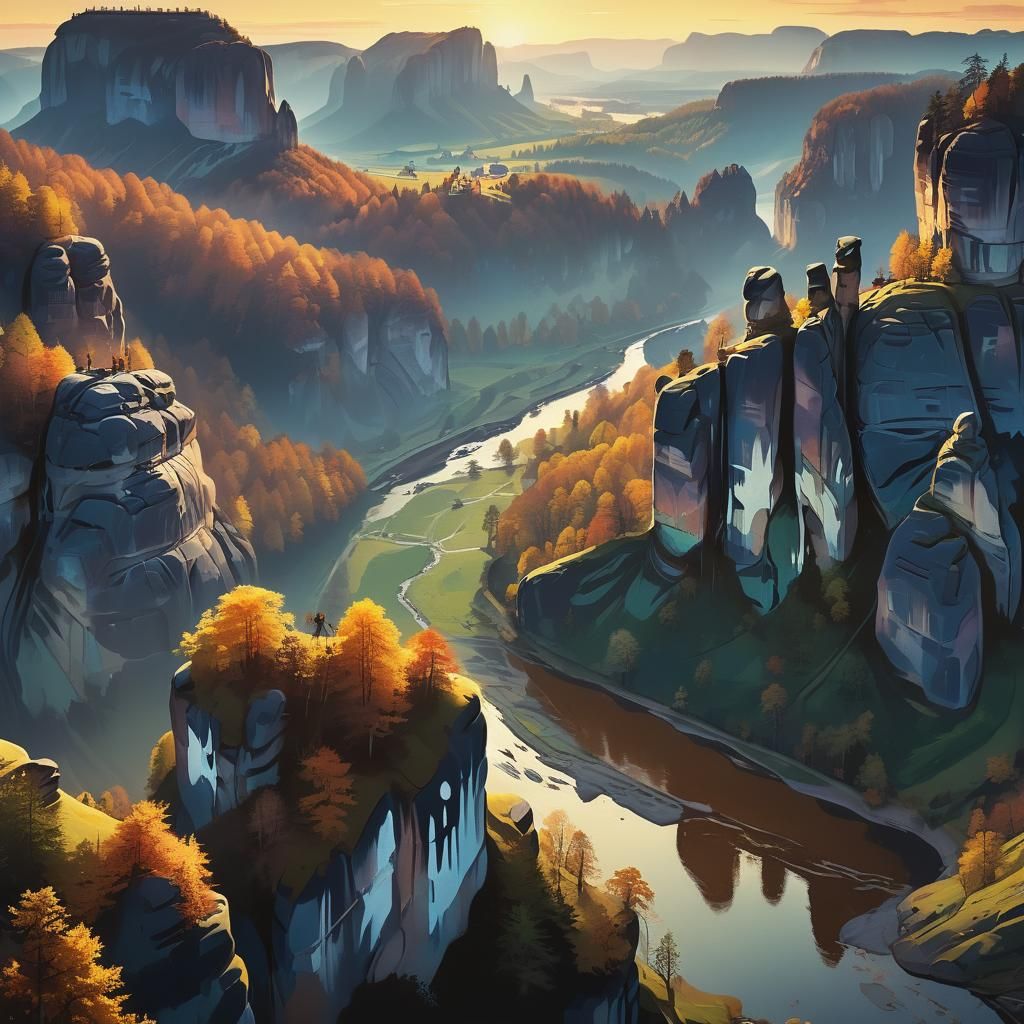 Elbe Valley Sunset: Graffiti Art Meets Saxon Switzerland