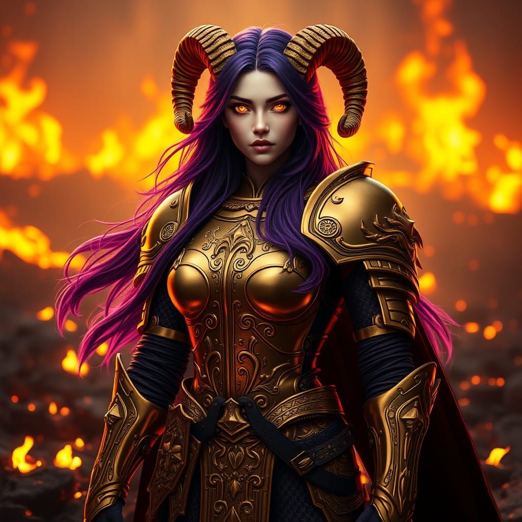 Radiant Ram Knight on Smoldering Battlefield