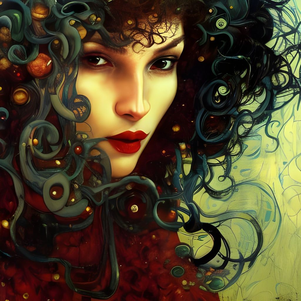 Portrait of a Woman in Art Nouveau Style