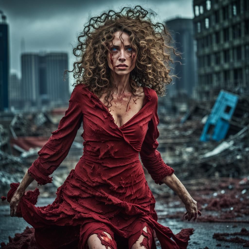 Post-Apocalyptic Woman on the Run in Surreal City
