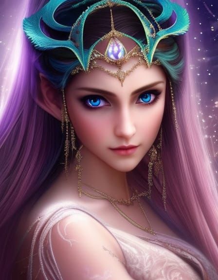 Beautiful Elf with Flower Circlet in Fairycore Style