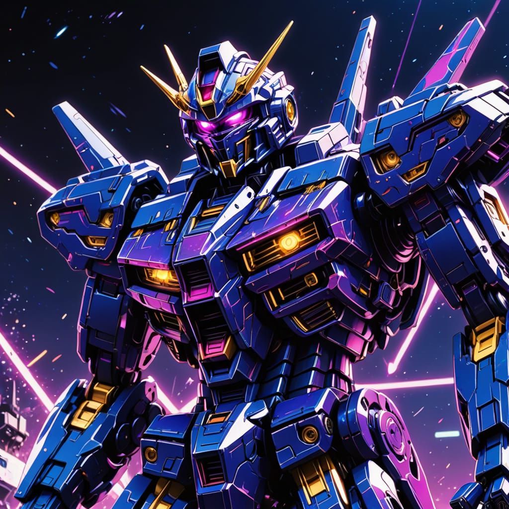 Gundam Megazord in Vibrant Neon Blues