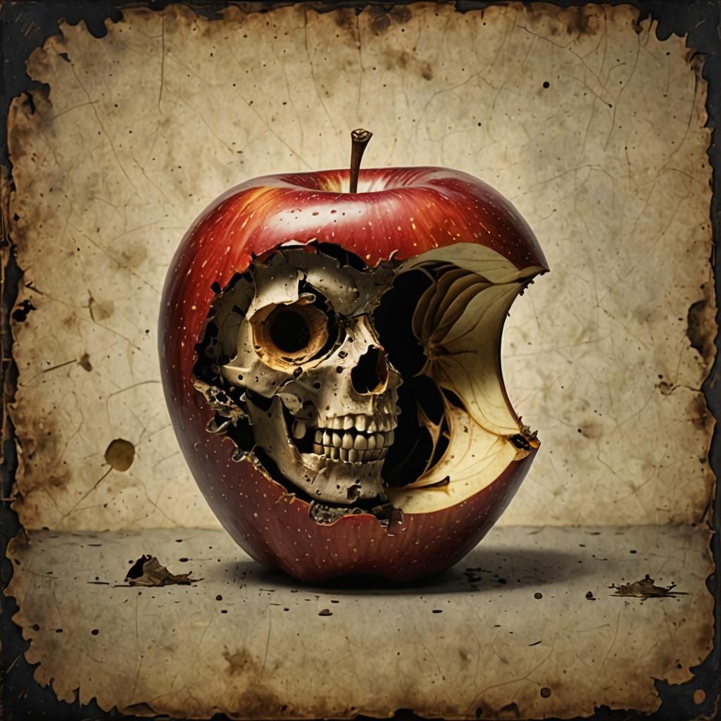Rotting Apple Core Generated by AI