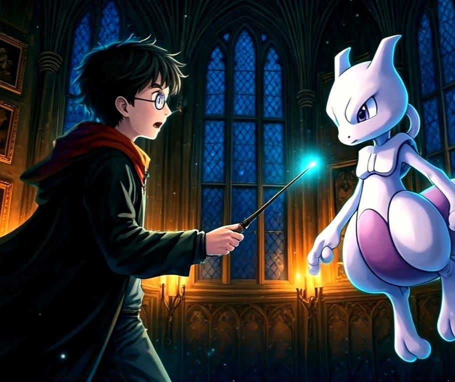 Harry Potter Meets Mewtwo in Enchanted Hogwarts Halls