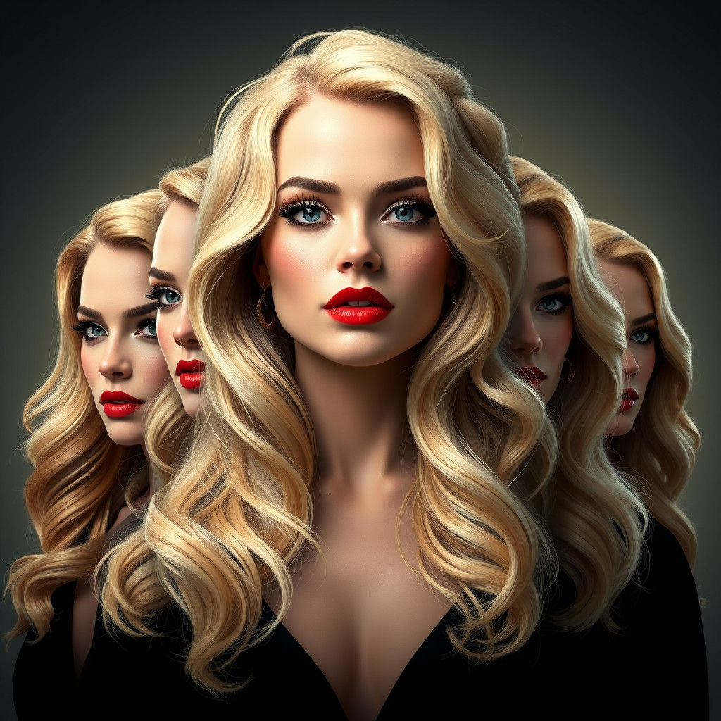 Glamorous Portrait of Six Women in Art Nouveau Style