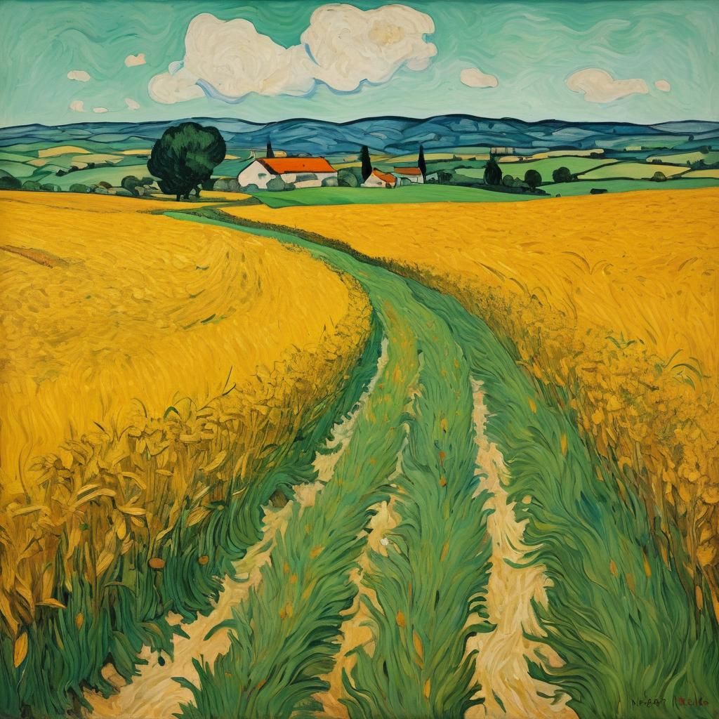 Expressionist Wheatfields: An Oil Painting