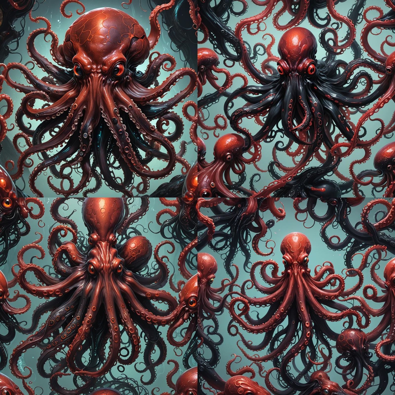 Lovecraftian Bioluminescent Octopus Squid Concept Art