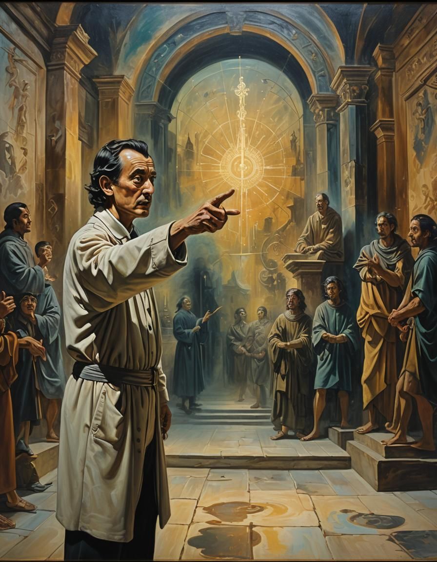 Mystical Court Scene in Oil Painting Style