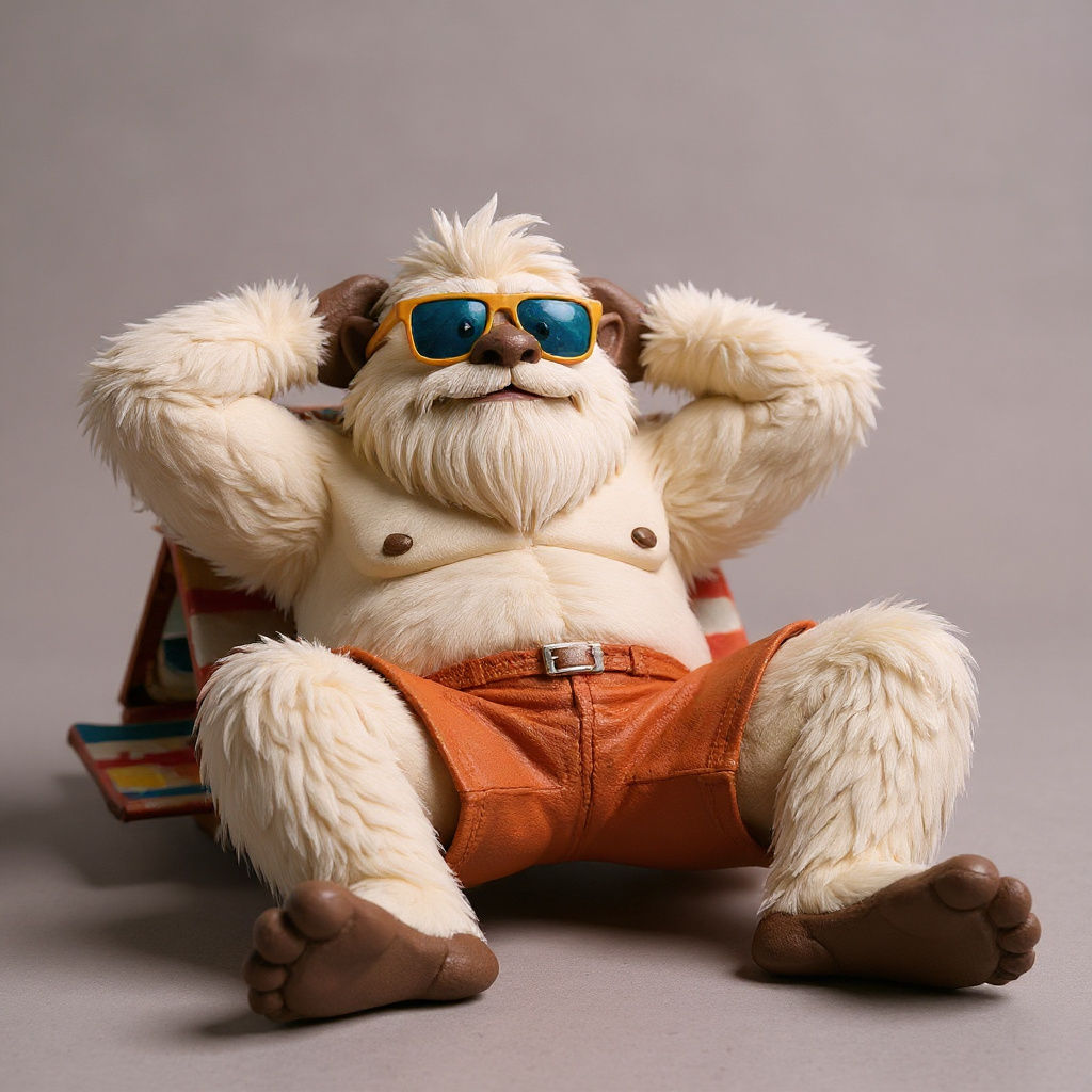 Toon Yeti Sunbathing in Shorts
