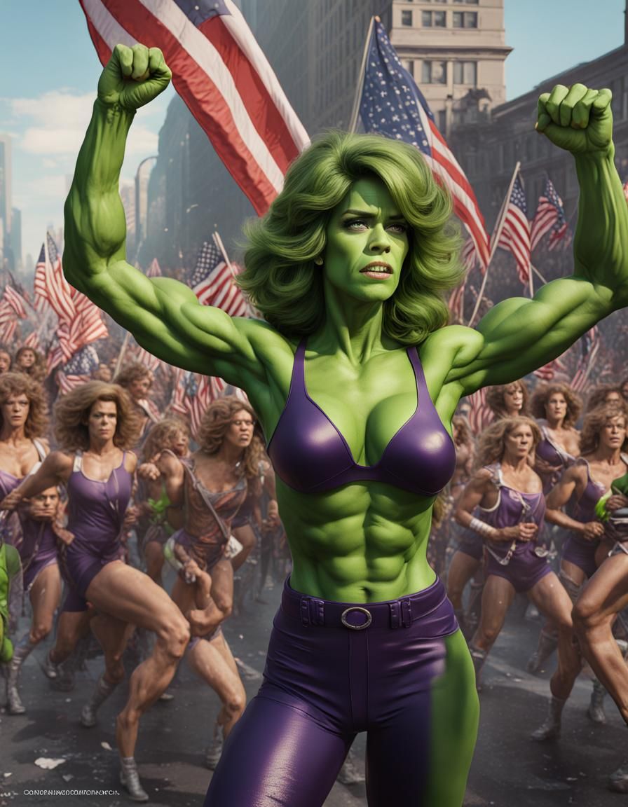 Jane Fonda as She Hulk in Matte Painting Style