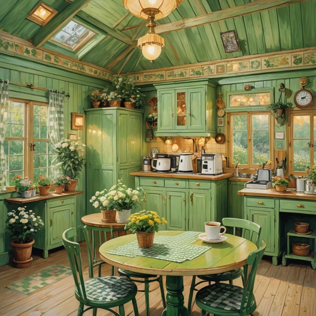 Impressionist Coffee Stand in Golden Light