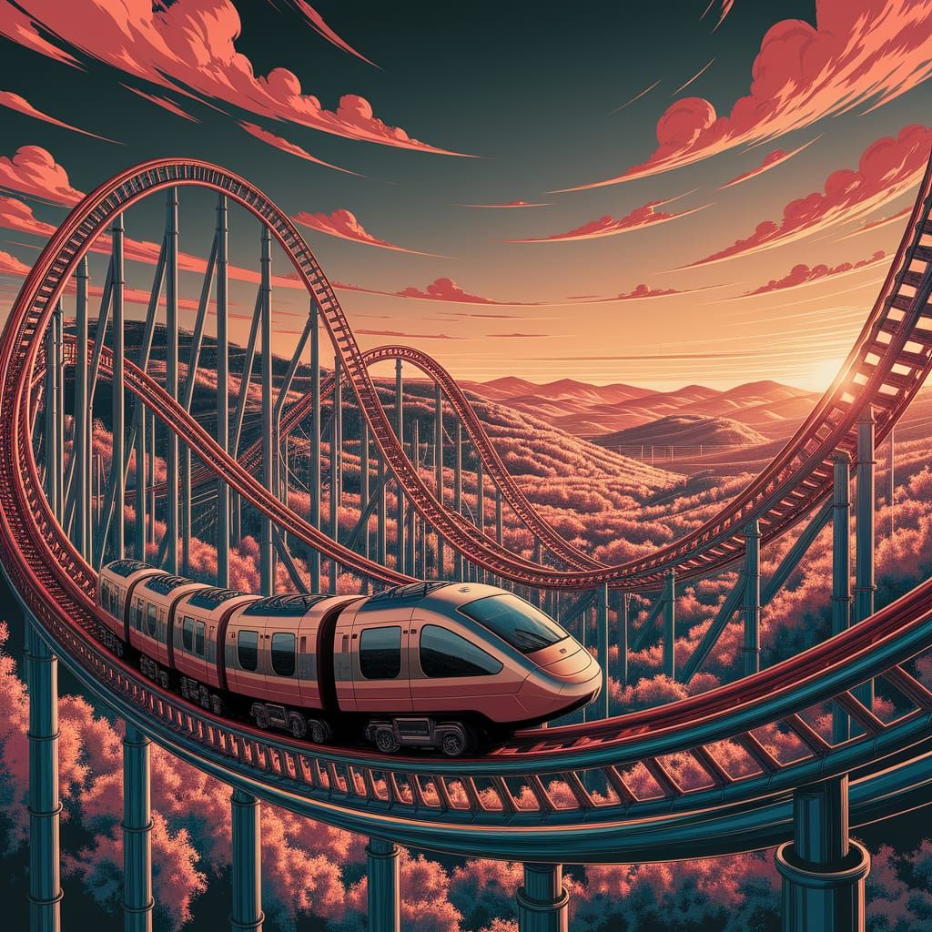 Spectacular Titanium Roller Coaster at Sunset