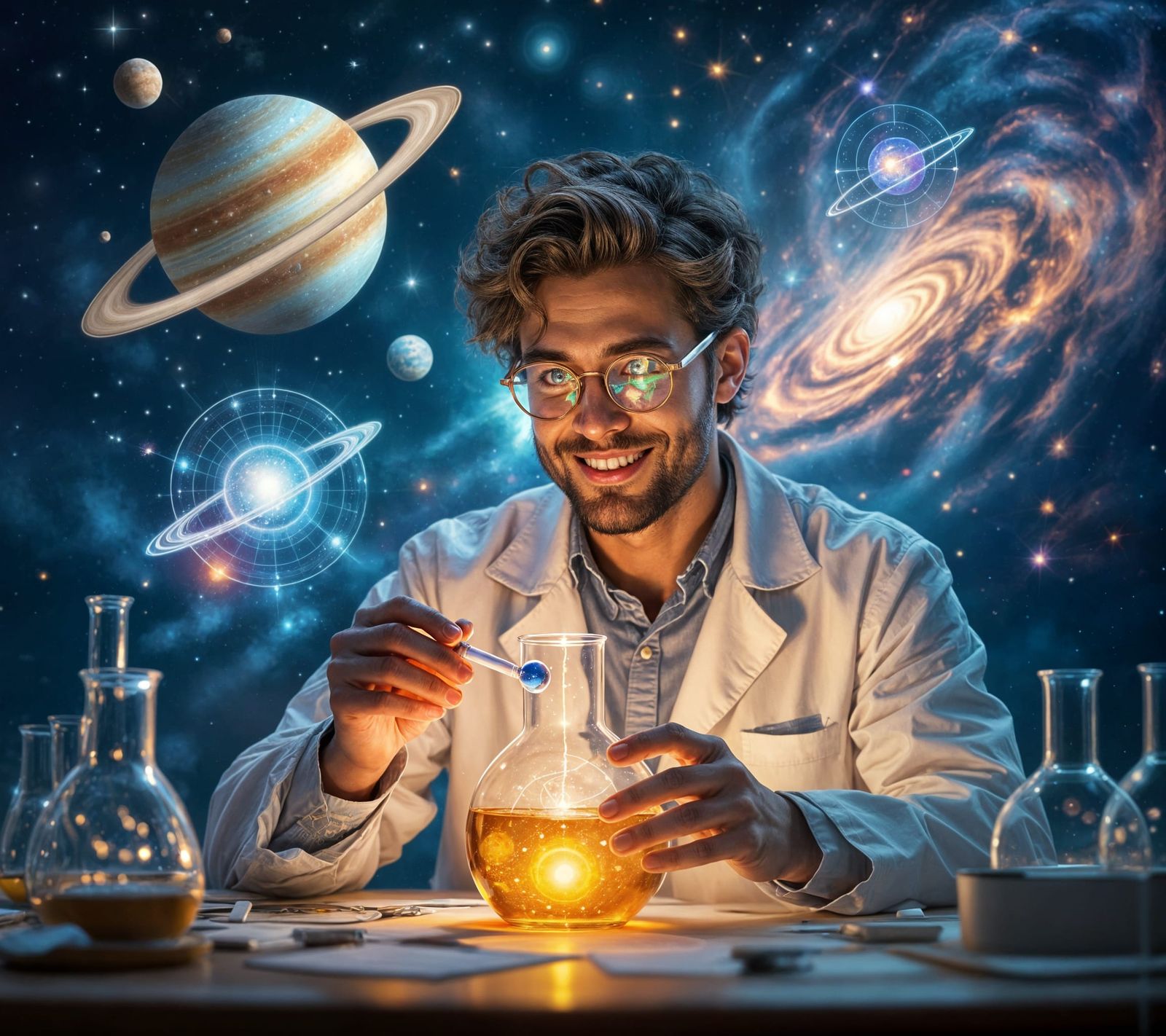 Whimsical Scientist Experiments With Solar System