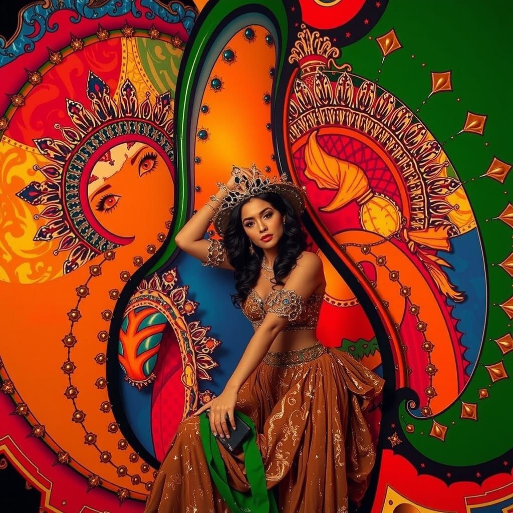 Elegant Woman in Luxurious Surreal World