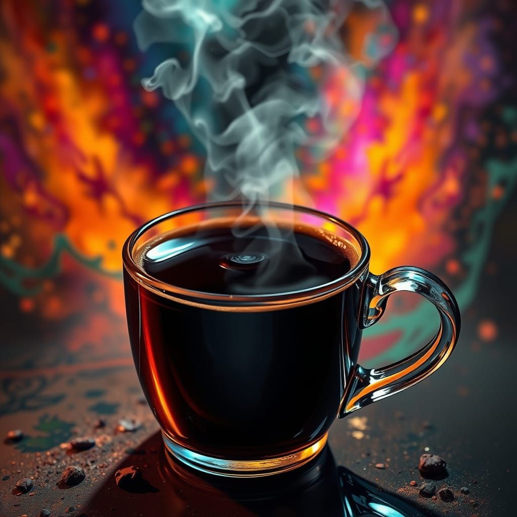 Steaming Divine Coffee Liqueur Splash Art