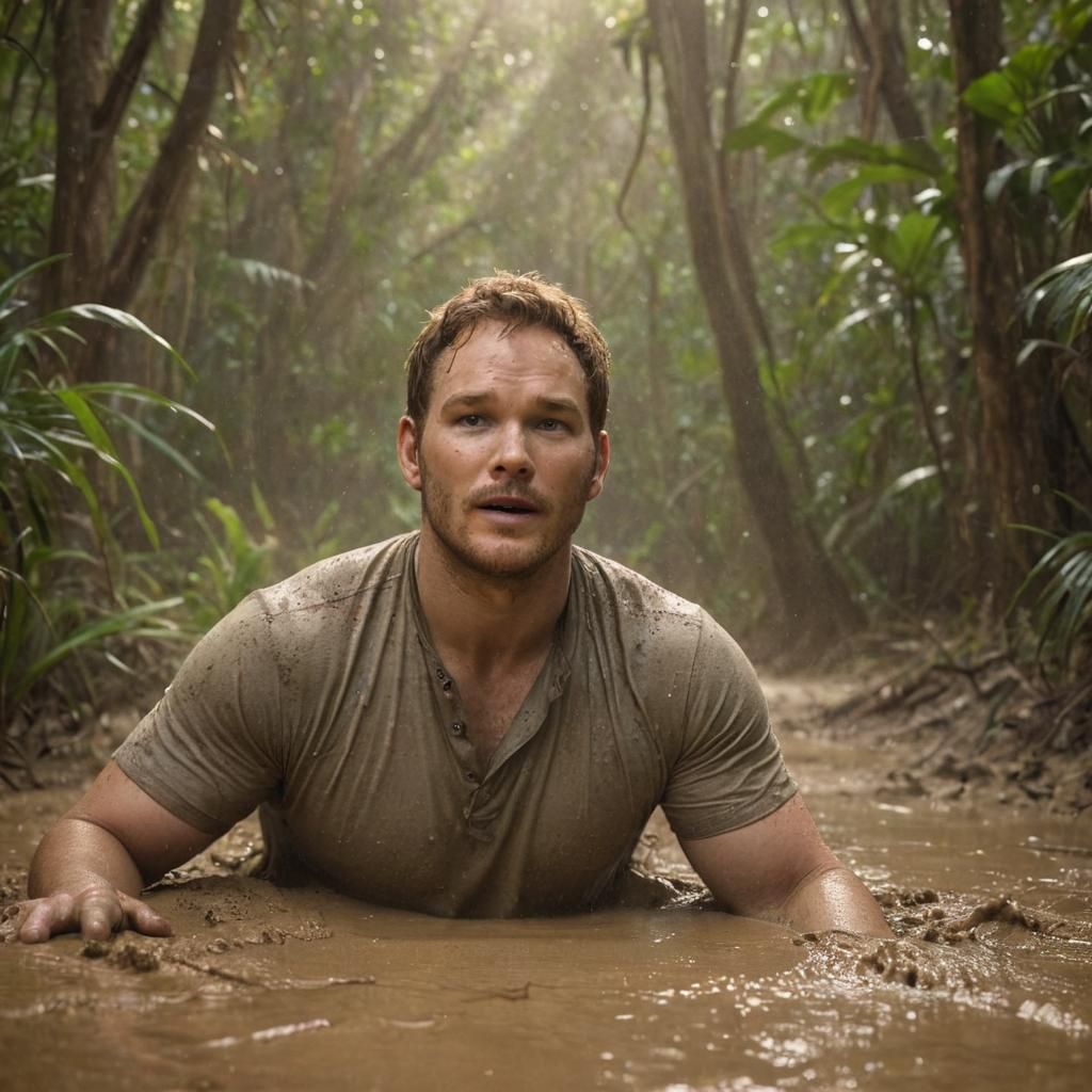 Chris Pratt Sinking in Jungle Quicksand Portrait
