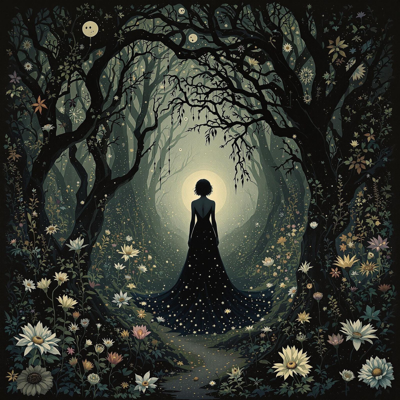 Surreal Whimsical Forest Scene in Mystical Style