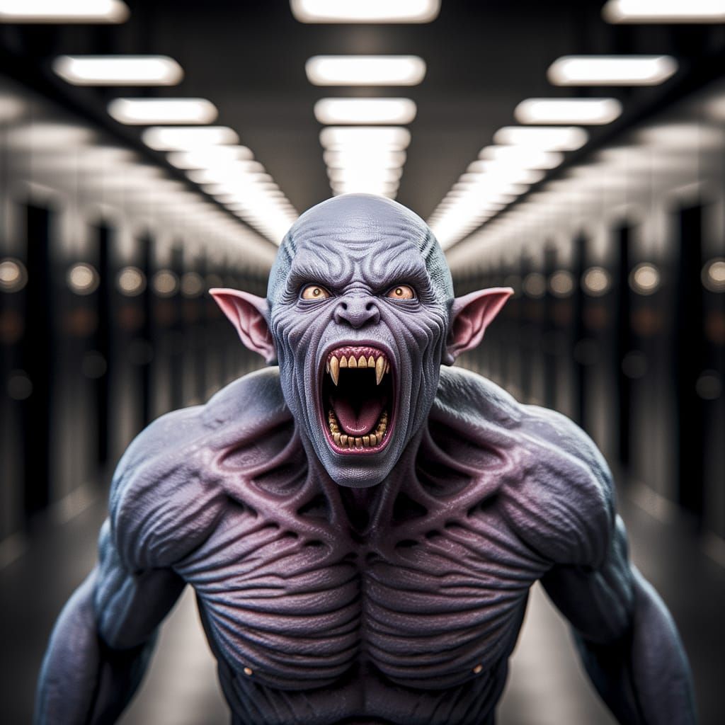 Surreal Horror Creature in Hyperrealistic Rage