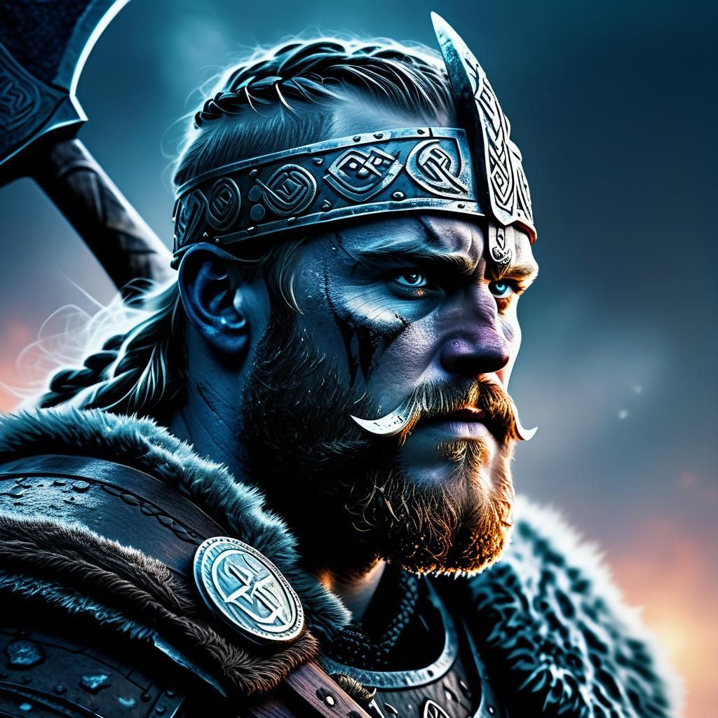 Viking Warrior Portrait with Aurora Borealis in Unreal Engin...
