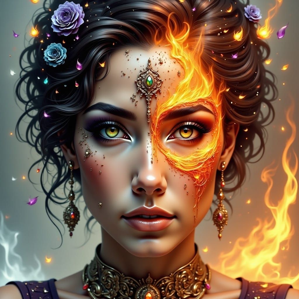 Earth and Fire Face in Artistic Architect Style