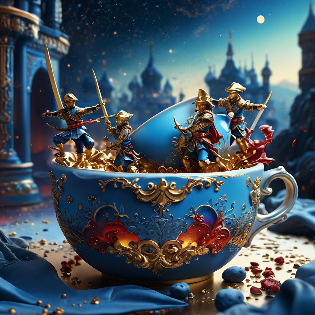 Tiny Musketeers Emerge from Gilded Cup