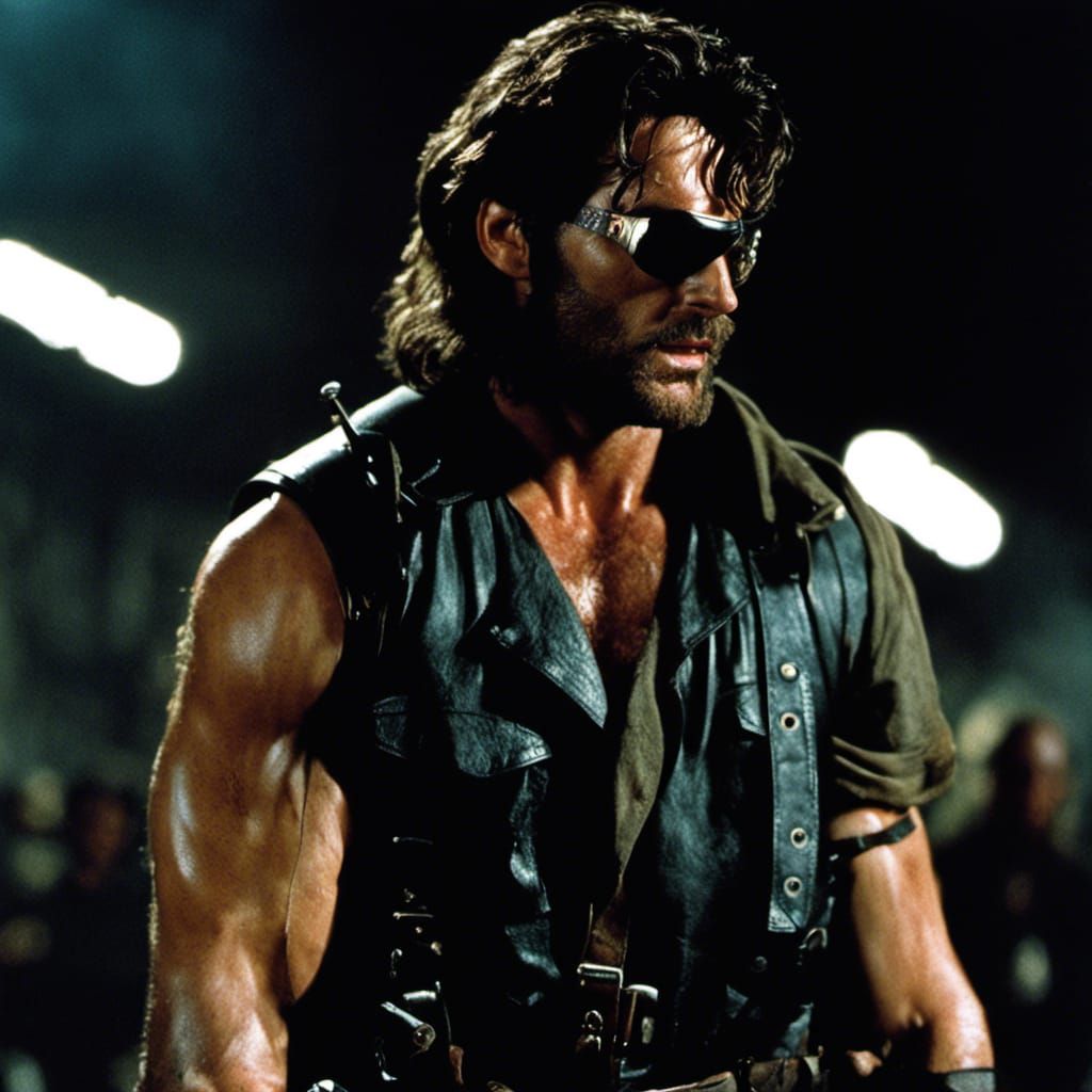 Hyperrealistic Snake Plissken Portrait in Digital Art Style